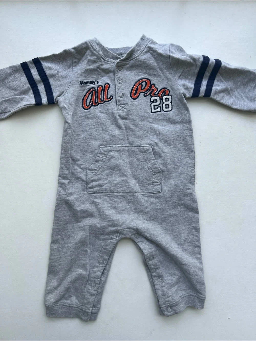 Carter's Gray and Navy 'All Pro 28' One-Piece Bodysuit